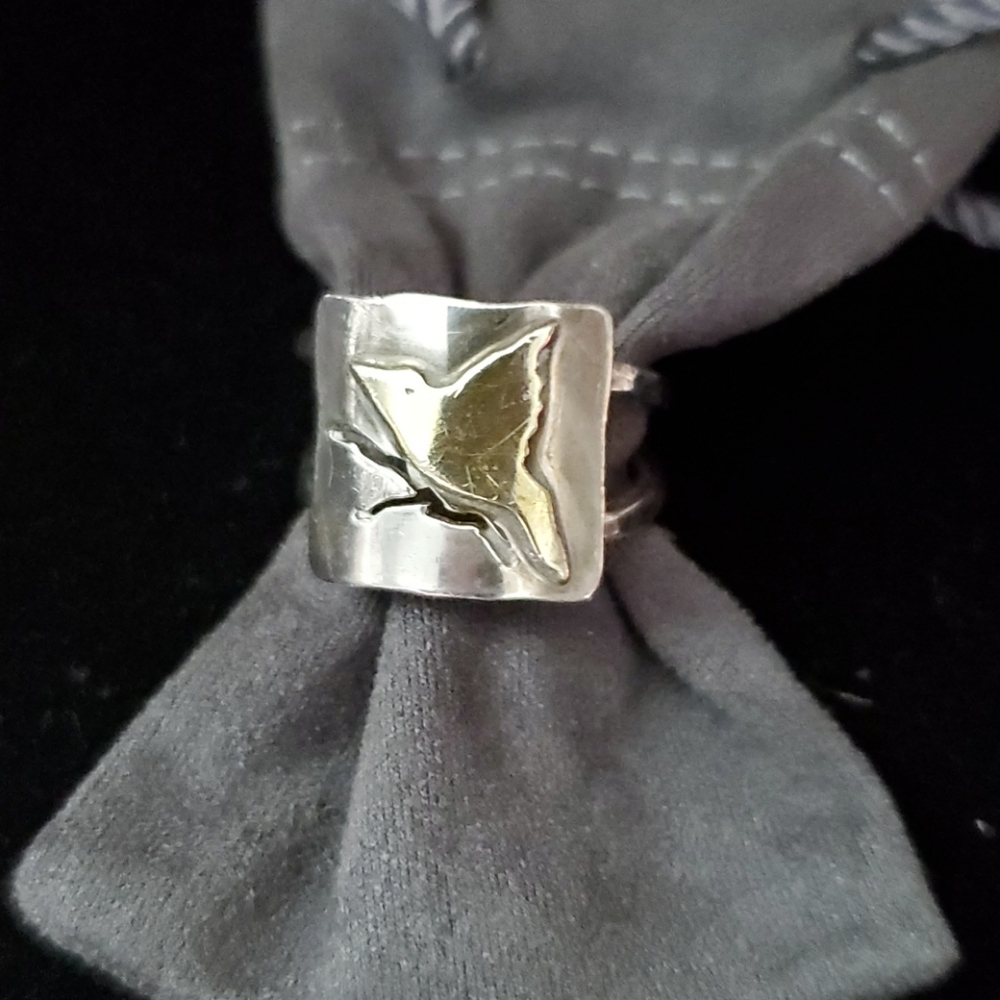 Silver and Brass Bird Ring